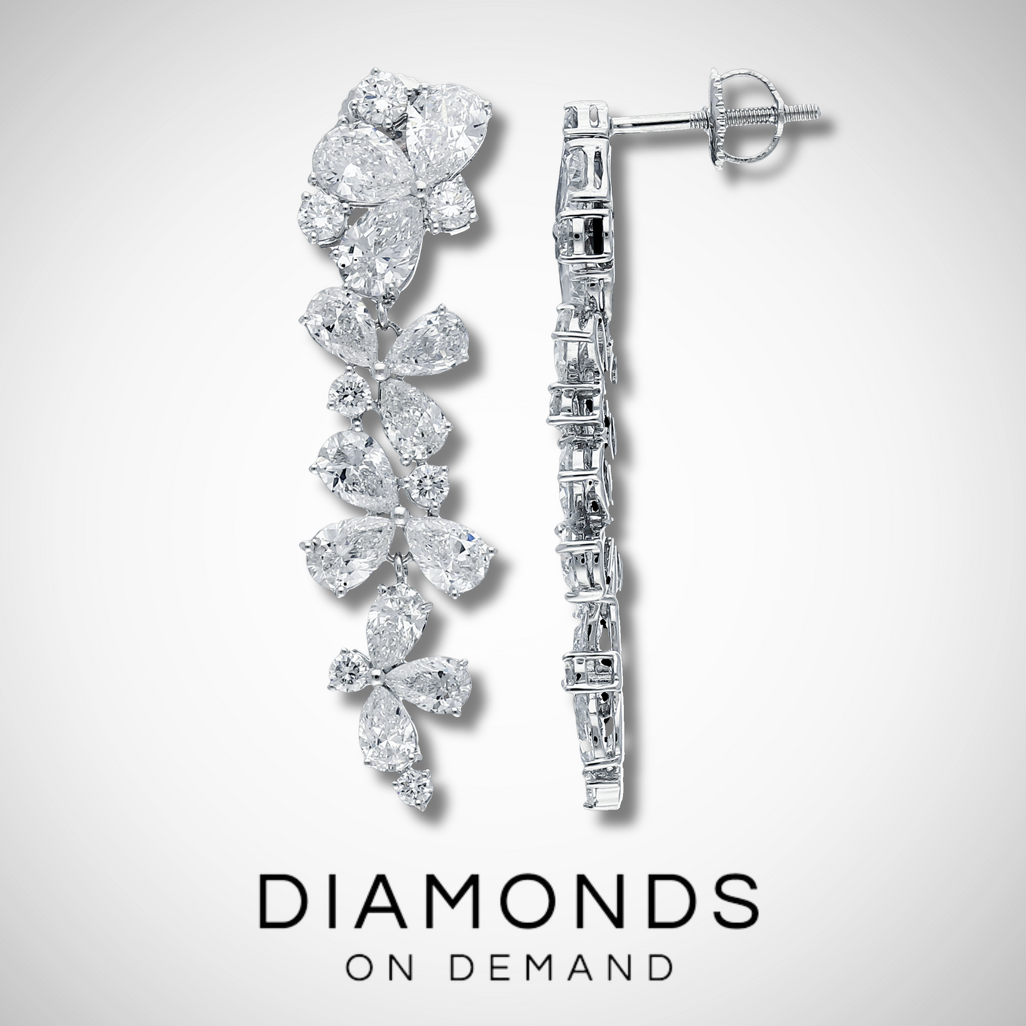 Pear Shape Diamond Dangle Earrings - White Gold