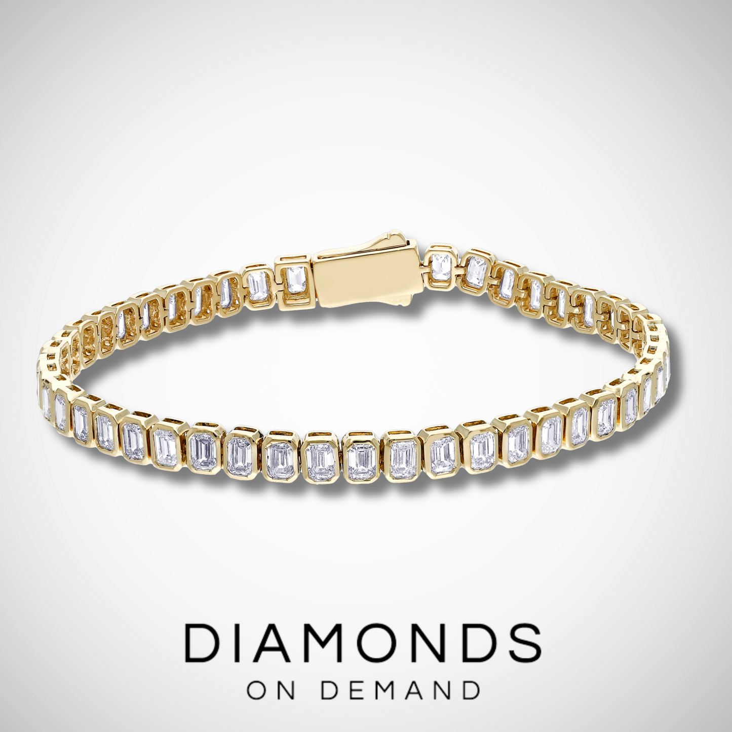Bezel Set Emerald Cut Tennis Bracelet - Yellow Gold