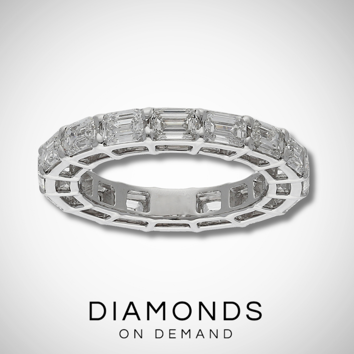 East to West Emerald Cut Eternity Band - White Gold