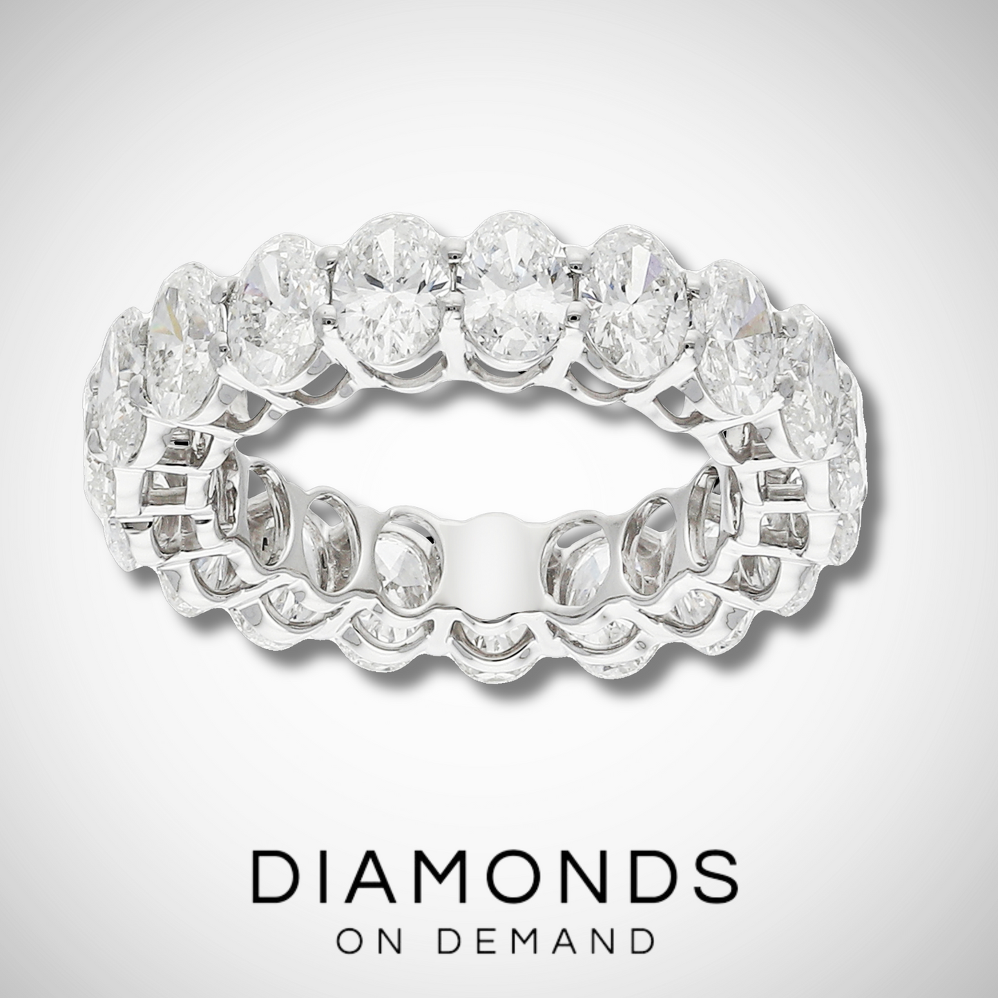 Oval Cut Full Diamond Eternity Band - White Gold