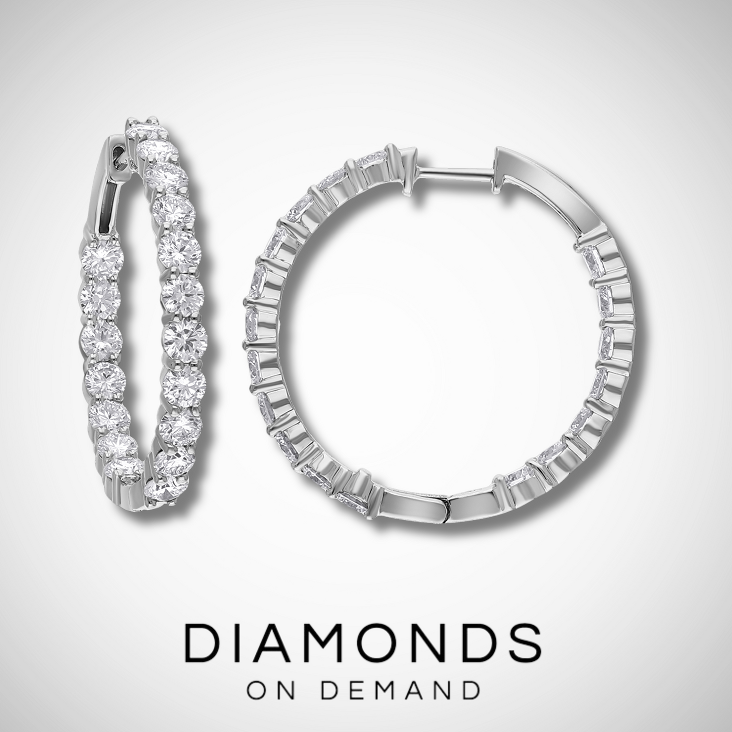 Large Inside Out Diamond Hoop Earrings - White Gold