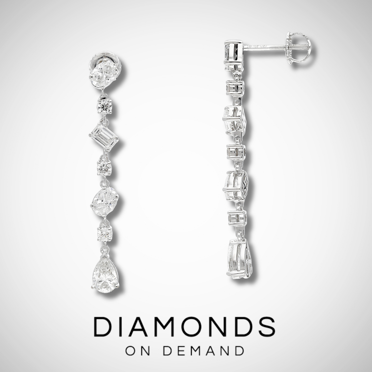 7 Mixed Stone Dangle Diamond Earrings - White Gold