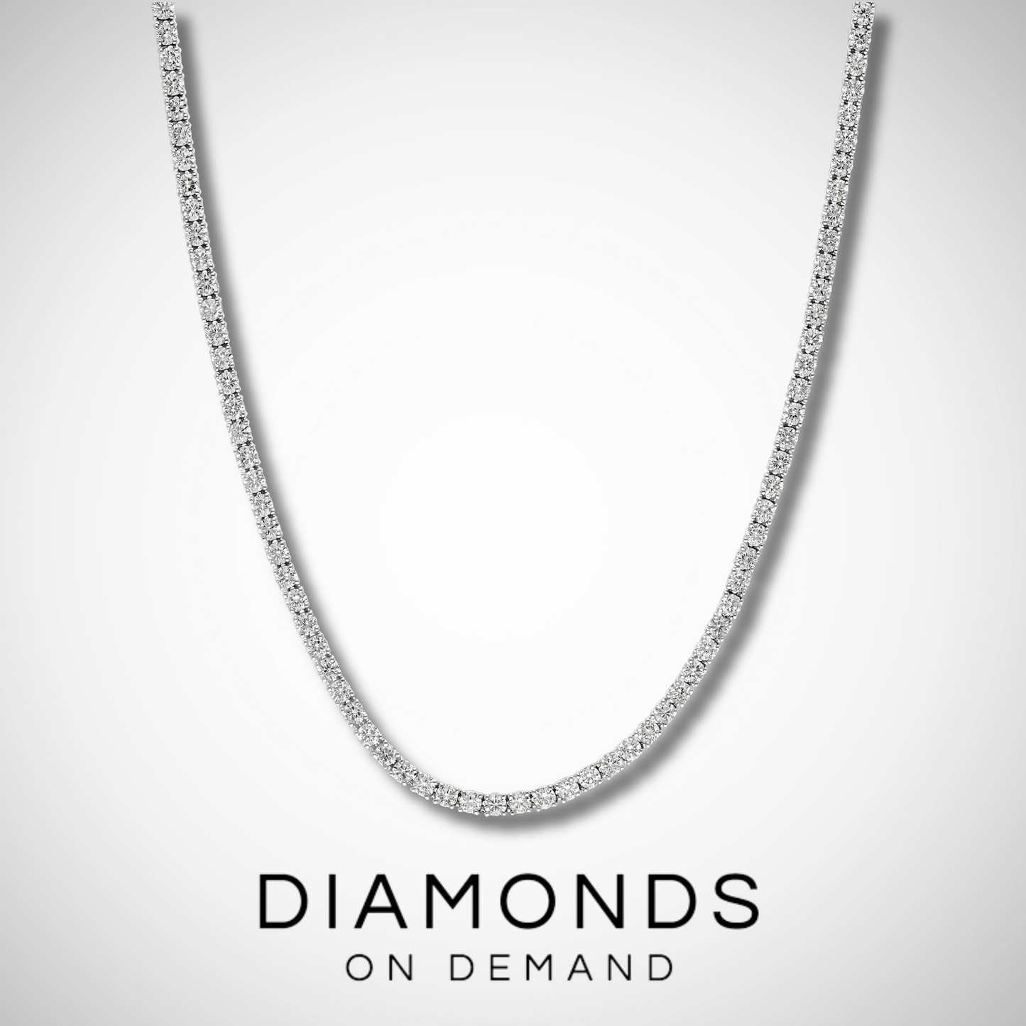 Round Diamond Tennis Necklace - White Gold