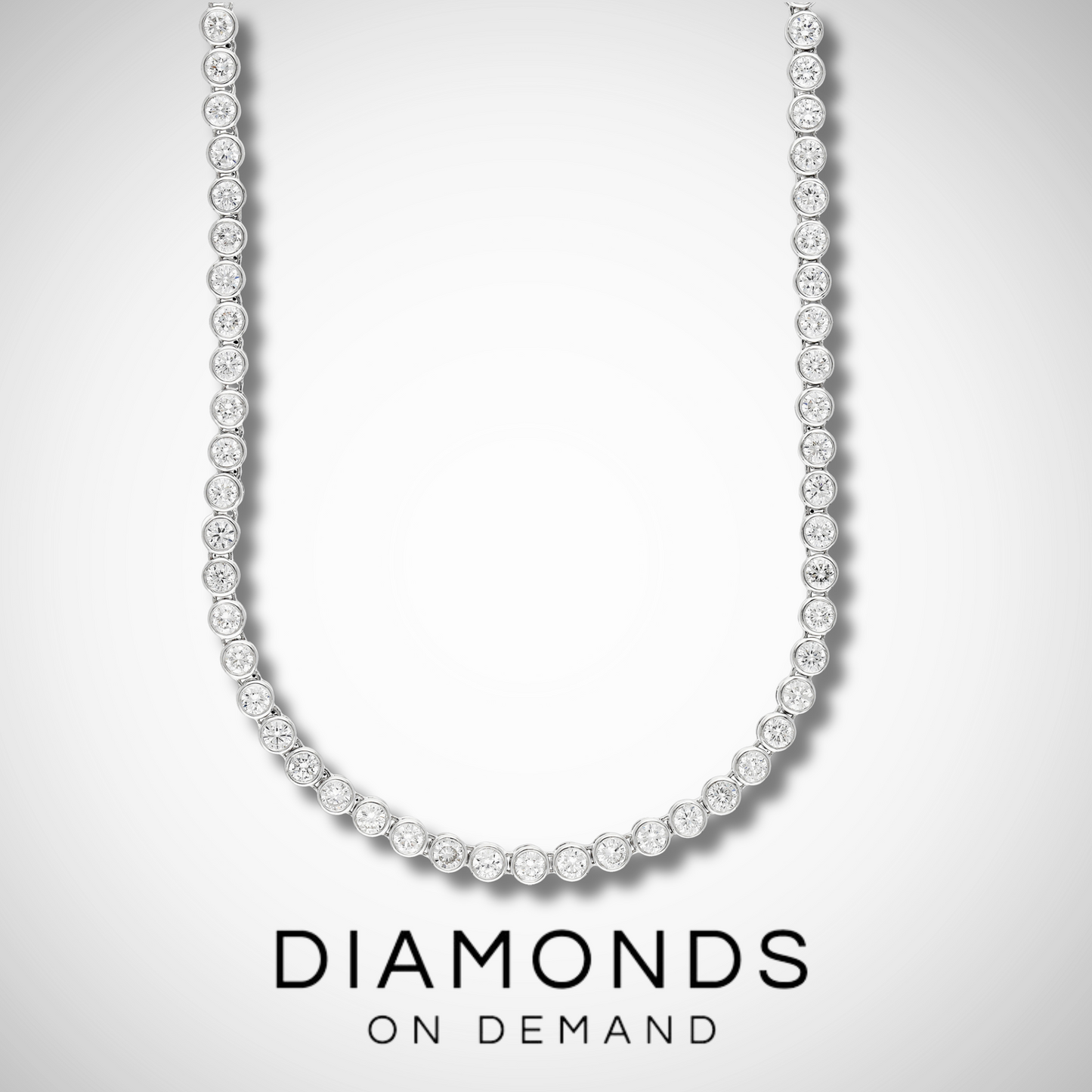 Bezel Set Round Diamond Necklace - White Gold