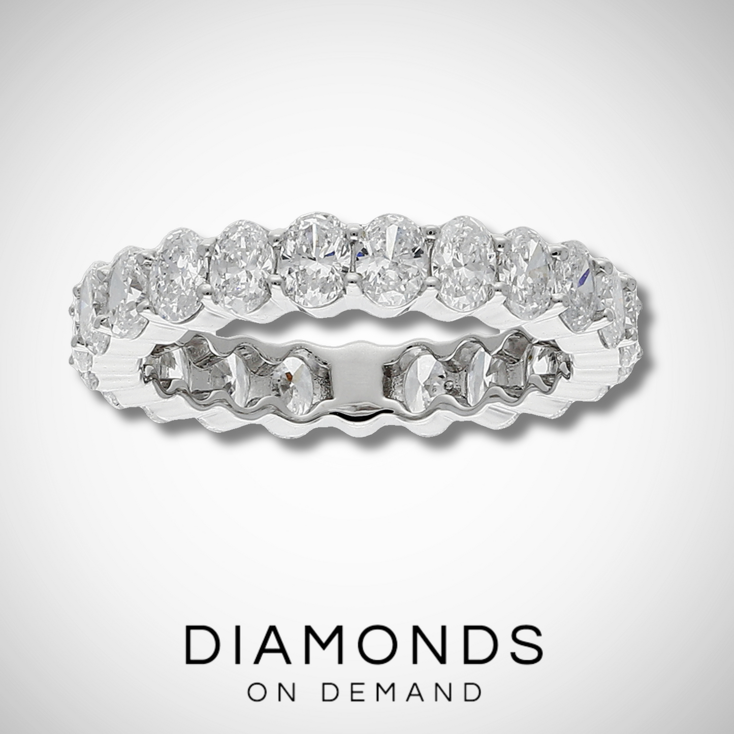 Shared Prong Oval Cut Diamond Eternity Band - White Gold