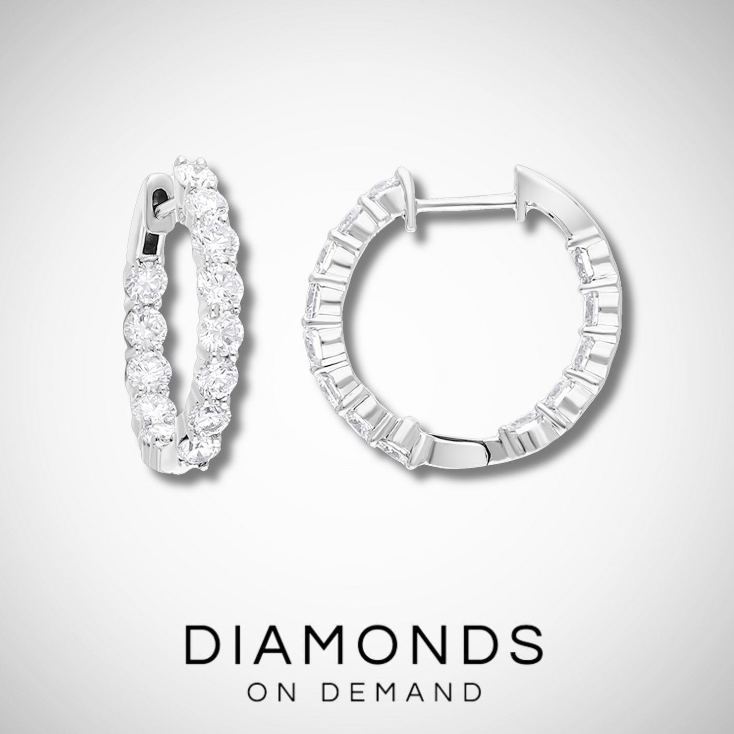 Inside Out Diamond Hoop Earrings - White Gold